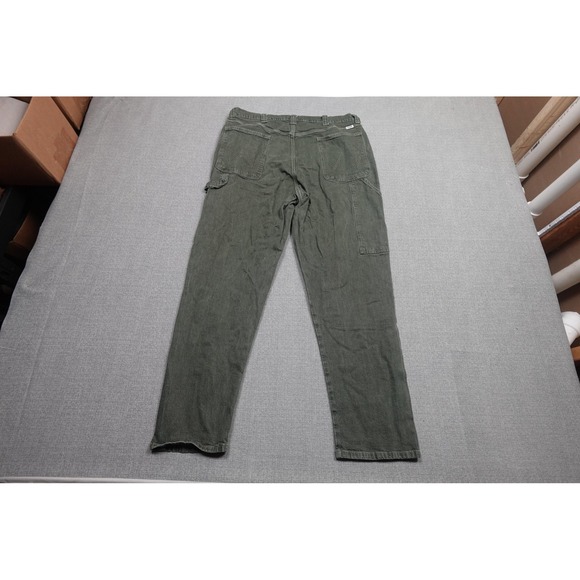 Wrangler Carpenter Jeans Mens 38x32 Green Dark Wash Denim Relaxed Straight Leg - Picture 4 of 12